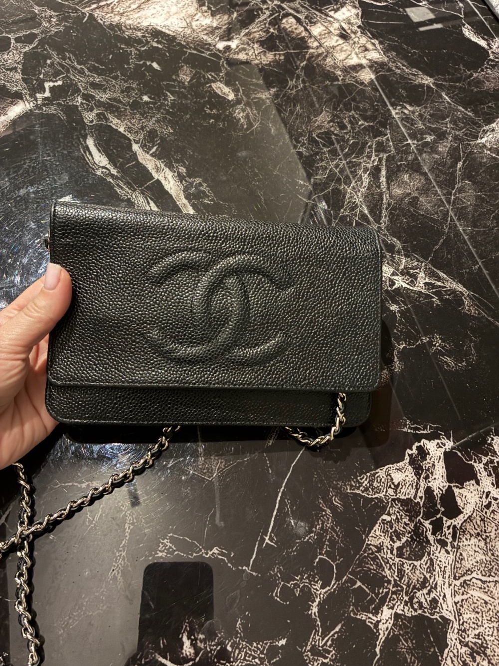 CHANEL CAVIAR CC WALLET ON CHAIN